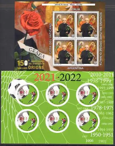 2022 Italien Republik, Vollständiges Jahr, neue Briefmarken, 90 Werte + 4 Blätter + 2 Miniblätter (Mailand - Don Orione) - postfrisch **