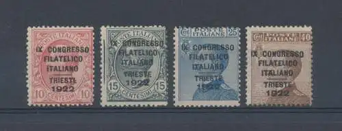 1922 Italien - Königreich, 9. Italienischer Philatelistenkongress Nr. 123/126 (mit 124b) - Triest - MNH** - Raybaudi Zertifikat