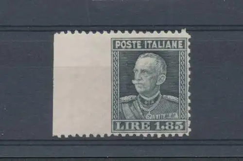 1927 Italien - Königreich, Bildnis von Vittorio Emanuele III, 1,85 Lire schiefergrau unzahnt links, Nr 215g - MLH *