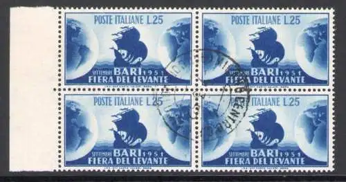1951 Republik - Nr. 670 - 15 Messe der Levante Bari, 1 Wert - Viererblock - gebraucht