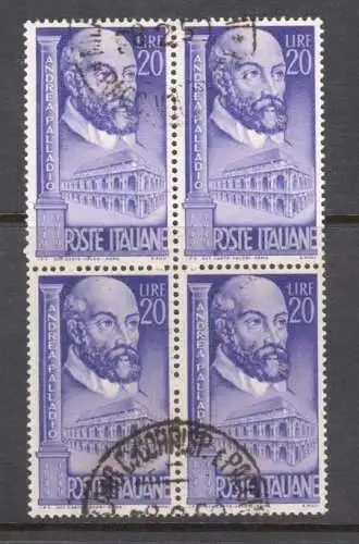 1949 Republik - Nr. 609 - Andrea Palladio, 1 Wert - Viererblock - Gebraucht