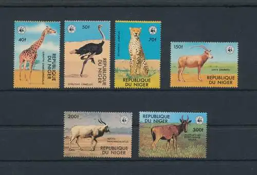 1978 Niger, Yvert Nr. 449-54, Gefährdete Tiere - WWF,6 Werte - postfrisch**