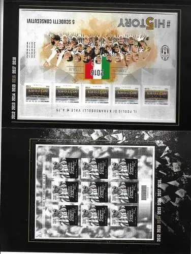 2018 Italia - DIE SCHWARZ-WEISSEN GESCHICHTEN JUVENTUS FOLDER 7 Minifogli + Lamina d'oro