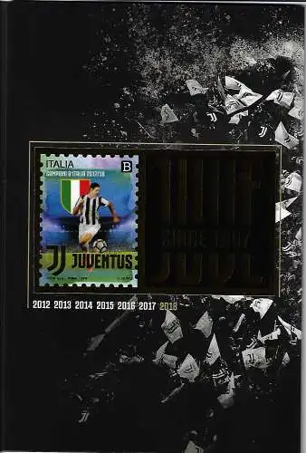 2018 Italia - DIE SCHWARZ-WEISSEN GESCHICHTEN JUVENTUS FOLDER 7 Minifogli + Lamina d'oro