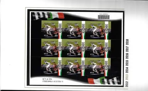 2018 Italia - DIE SCHWARZ-WEISSEN GESCHICHTEN JUVENTUS FOLDER 7 Minifogli + Lamina d'oro