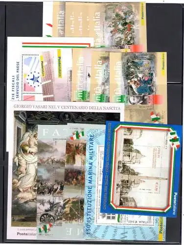 2011 Italien Republik, neue Briefmarken, Vollständiges Jahr 54 Werte + 17 Blätter + 16 Silberblätter + 1 Montecitorio-Heft - postfrisch**