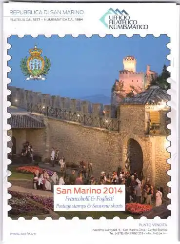 2014 San Marino, Offizielles Jahresbuch der philatelistischen Emissionen, Briefmarken, Broschüren - postfrisch**