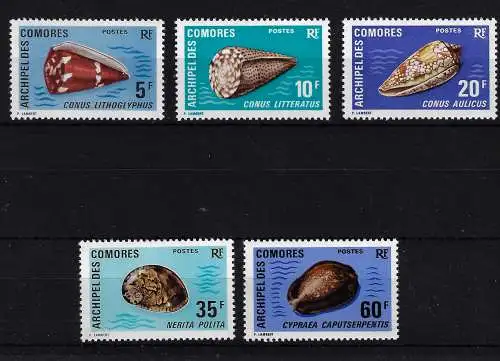 1971 Komoren - Katalog Yvert Nr. 72/76 - Muscheln - 6 Werte - postfrisch**