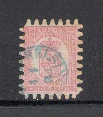 1866-70 Finnland - Nr. 9, Wappen 40 S. rosa auf hellem Flieder - gebraucht