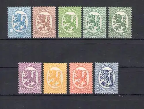 1921-29 Finnland - Nr. 99-107, Kriechender Löwe - 9 Werte - postfrisch**