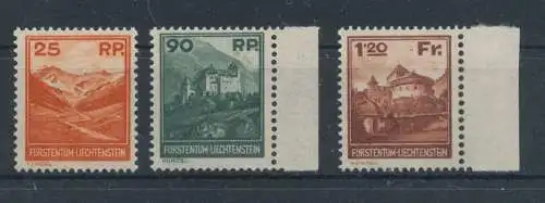 1933 Liechtenstein, Nr. 111/113, Verschiedene Ansichten, 3 Werte, Giulio Bolaffi Zertifikat, MNH**