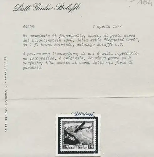 1930 Liechtenstein, Luftpost Nr. 1/6, Flugzeug. im Flug über verschiedene Landschaften, 6 Werte, mnh**