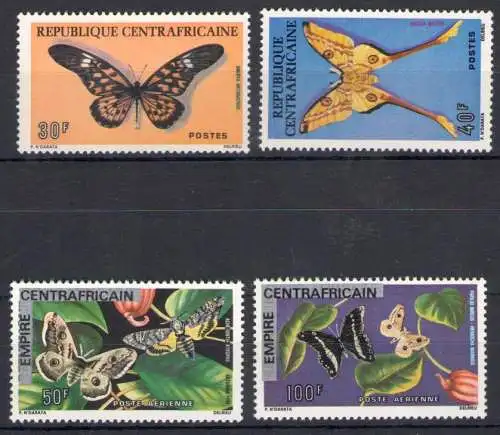 1976 Zentralafrikanische Republik, Schmetterling - Yvert Nr. 260-61 + Luftpost 148-49 - 4 Werte - postfrisch**