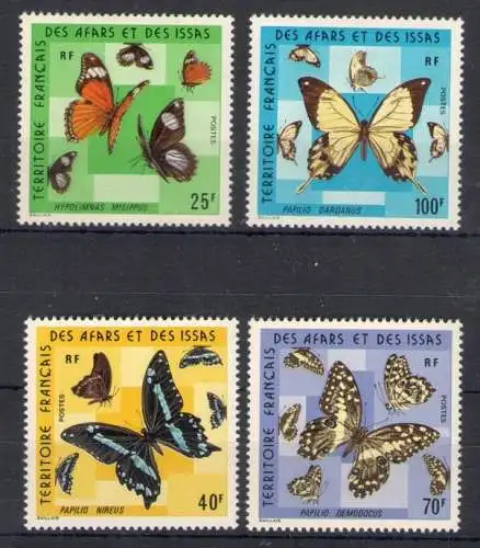 1975 Französisches Gebiet der Afars und Issas - Katalog von Yvert Nr. 404-07 - Schmetterling - 4 Werte - postfrisch **