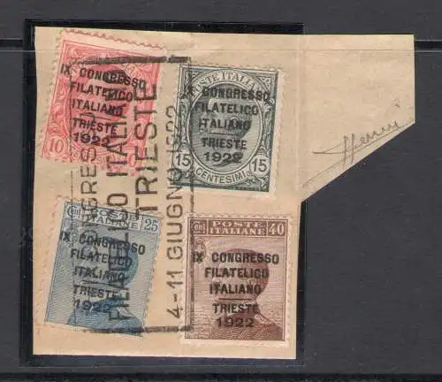 1922 Italien - Königreich, Kongress von Triest, komplette Serie, auf Fragmenten gebraucht