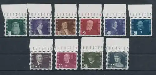 1948 Liechtenstein - Luftpost 10 Werte 24/33, Vorläufer und Pioniere der Luftfahrt, mnh**