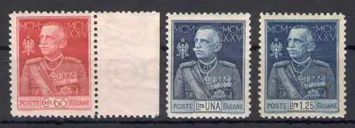 1925-26 Italien - Königreich - Jubiläum des Königs Verzahnung 11 Nr. 189/91 - 3 Werte - postfrisch **