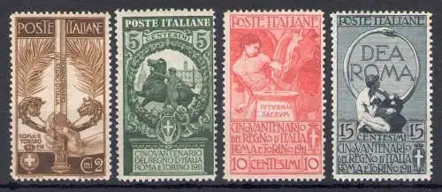 1911 Italien - Königreich, Nr. 92/95, 50-jährige Einheit Italiens und Ausstellungen Rom und Turin - postfrisch**