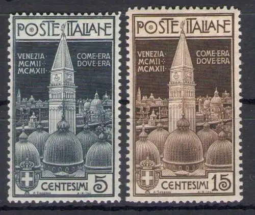 1912 Italien - Königreich, Nr. 97/98, Einweihung des rekonstruierten Glockenturms von Venedig - postfrisch**