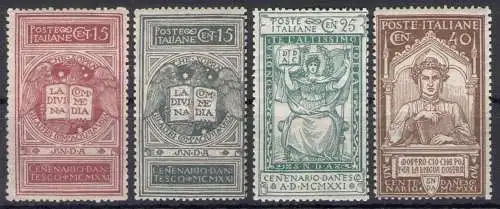 1921 Italien Königreich - Nr. 116/18 + 116A, 6. Todestag von Dante Alighieri, 4 Werte - postfrisch**