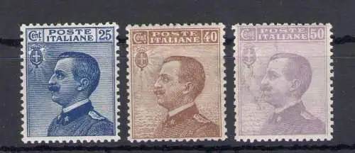 1908 Italien - Königreich, Nr. 83/85 - 25-40-50 Cent, sehr gute Zentrierung - mnh**