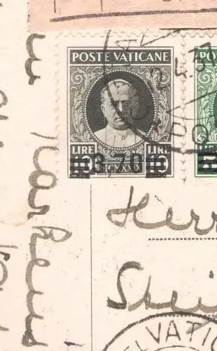 1934 Vatikan, provisorisch auf Postkarte, Einschreiben, Nr. 35/40 - Gebraucht