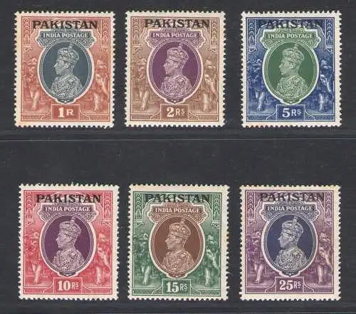 1947 PAKISTAN - Stanley Gibbons Nr. 14/19 Hohe Werte, Giorgio VI - MH*