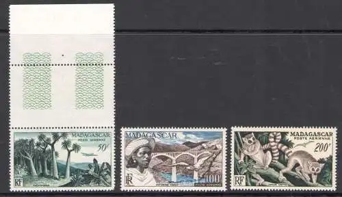 1954 Madagaskar - Luftpost Nr. 75/77 - Aspekte Madagaskars - postfrisch**