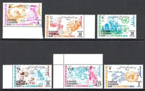 1974 KATAR, SG Nr. 519/24 - Vereinte Nationen - postfrisch**