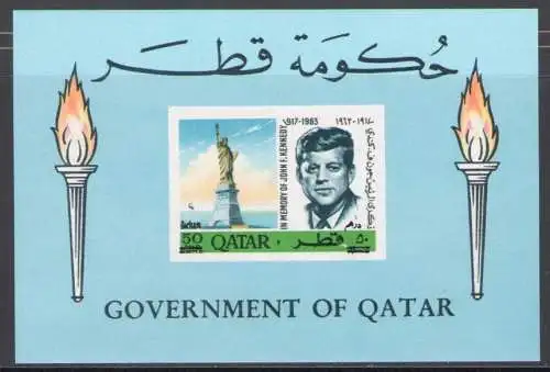 1966 KATAR - SG. MS 124 - Kennedy - Ungezahntes Blatt - postfrisch**