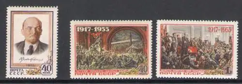 1955 RUSSLAND - Yvert 1765/67 - Oktoberrevolution - postfrisch**