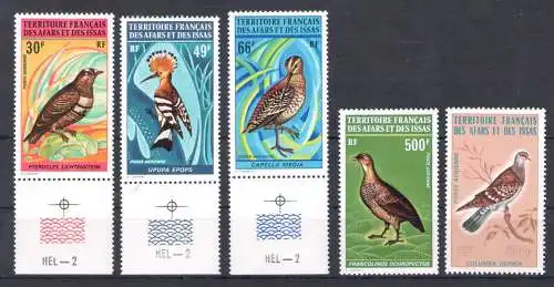 1972-75 Territorium der Afars und Issas - Yvert 68/71 + 105 - Uccelli - postfrisch **