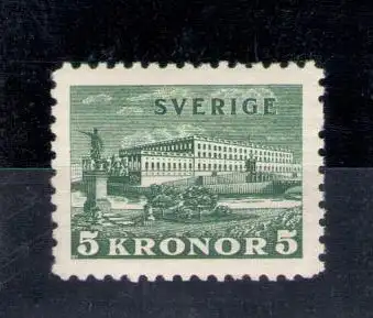 1931 Schweden Nr. 223a - 5 Grünkronen - Weißpapier - postfrisch**