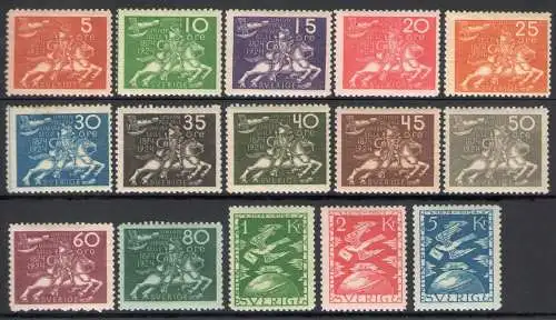 1924 Schweden Nr. 178/92- Upu 50 Jahre alt - Farbiges Papier - postfrisch**