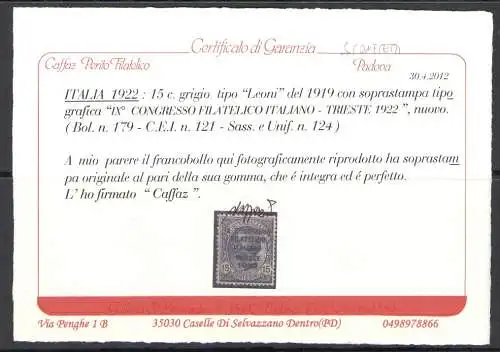 1922 Italien - Königreich, Philatelistischer Kongress Nr. 126/26 - postfrisch** Außergewöhnlich