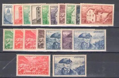 1948-51 FRANZÖSISCHES ANDORRA, Nr. 119/37 - postfrisch**