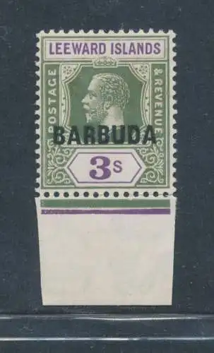 1922 Barbuda - Stanley Gibbons Nr. 7 - 3 Scellini hellgrün und violett postfrisch**