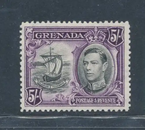 1938-50 Grenada, Stanley Gibbons Nr. 162, 5 Scellini schwarz violett - postfrisch**