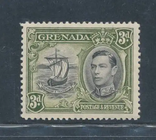 1938-50 Grenada, Stanley Gibbons Nr. 158, 3D. schwarz olivgrün - postfrisch**