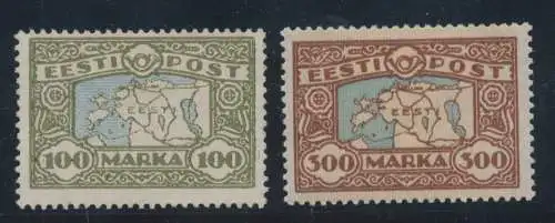 1923-24 Estland - Nr. 60/61 Farbiger Sicherheitshintergrund - MH*