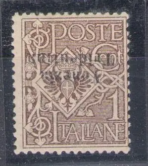 1918 Trentino Südtirol - 1 Cent umgedrehte Überauktion Nr. 19aa - postfrisch**
