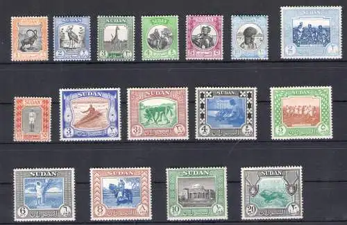 1951-61 Sudan - Stanley Gibbons Nr. 123-38 - 50 Platten fehlen - MH*