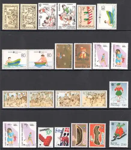 1989 EUROPA CEPT, komplettes Jahr, 35 Länder, 85 Werte + 1 Blatt, postfrisch**