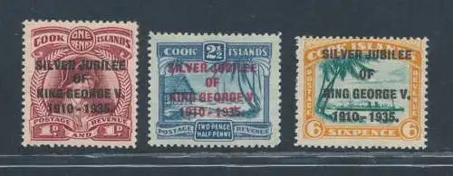 1935 Cook Islands, Stanley Gibbons Nr. 113/115, MH*