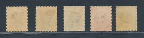 1902-03 Kaimaninseln, Stanley Gibbons n. 3/7, 5 Werte Serie, MH*