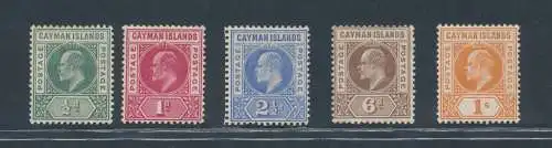 1905 Kaimaninseln, Stanley Gibbons n. 8/12, 5 Werte Serie, MH*