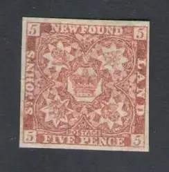 1862-64 Neufundland - Stanley Gibbons Nr. 19a - 5d. rotbraun - MH*