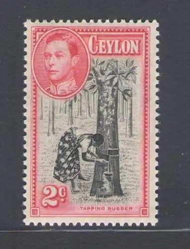 1938-49 Ceylon, Stanley Gibbons Nr. 386a - 2 Cent schwarz und karmin - postfrisch**