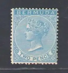 1865-1903 Bermuda, 2d. hellblau, Stanley Gibbons Nr. 4, MH*