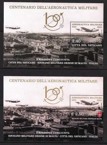 2023 Vatikan - Smom Centennial Air Military - Flugblätter - Neu, Gemeinsame Emissionen - postfrisch**